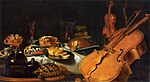 Stillleben mit Musikinstrumenten, Pieter Claesz, 1623, Öl auf Leinwand, 69,0 × 122,0 cm, Louvre, Paris