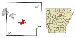 Location in Cleburne County and the state of آرکانزاس