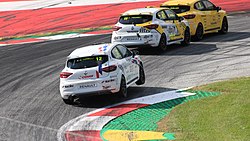 Gabriele Torelli chasing the leading drivers during the Renault Clio Cup Europe race at the Red Bull Ring in 2021 Clio Cup 2021 Spielberg 13.jpg