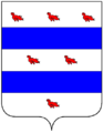 Due fasce accompagnate da sei merlotti (stemma della famiglia Auvers, Francia)