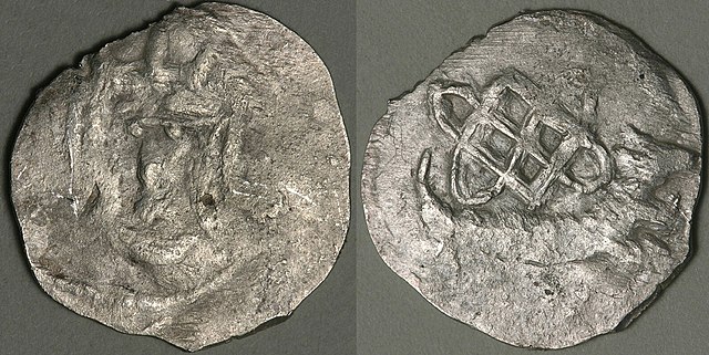 Early coin of the Grand Duke of Lithuania Jogaila with a lion, minted at the Vilnius Mint between 1386 and 1387