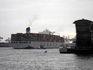 Container ship Cosco Fortune in the port of Hamburg in October 2013