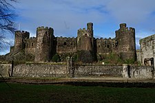 Conwy Castle, was captured by Rhys ap Tudur and Gwilym ap Tudur, of the Tudors of Penmynydd, their cousins Conwy Castle, Conwy - geograph.org.uk - 3833058.jpg