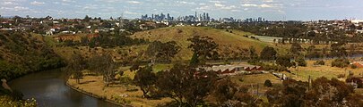 View of northern part of site from Avondale Heights. Melbourne CBD can be seen in the background