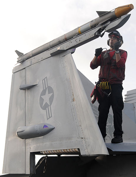 File:Defense.gov News Photo 100508-N-4236E-148 - A U.S. Navy Aviation Ordnanceman inspects ordnance on an F A-18E Super Hornet aircraft assigned to Strike Fighter Squadron 143 on the flight deck.jpg