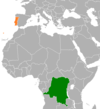Location map for the Democratic Republic of the Congo and Portugal.