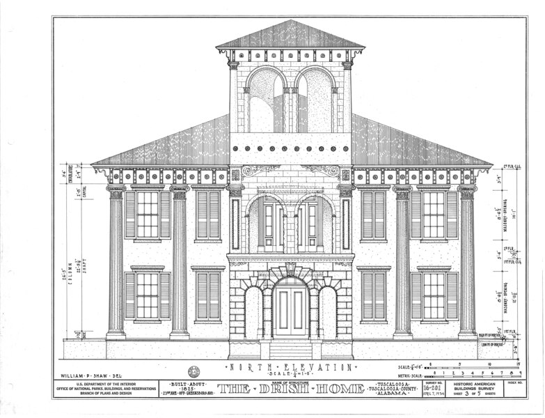 File:Dr. John H. Drish House, 2300 Seventeenth Street, Tuscaloosa, Tuscaloosa County, AL HABS ALA,63-TUSLO,1- (sheet 3 of 5).tif