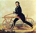 Карл Дрез та його «бігова машина», літогравюра 1820