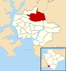 Location of Estover ward Estover ward in Plymouth 1979.svg