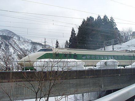 12-car set F8 on Gala-Yuzawa Line with pointed nose, January 2006