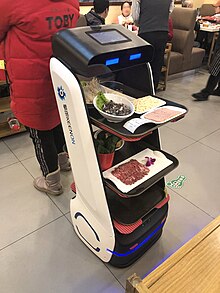 A food delivery robot Food delivery bot at Yangfang Shengli Original Restaurant (20200111163318).jpg