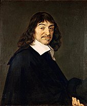 Frans Hals maleri av René Descartes vendt til høyre i svart frakk og hvit krage