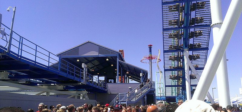 File:GateKeeper station and lift hill from queue.jpg