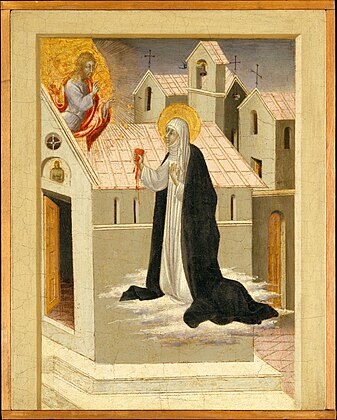 Sainte Catherine de Sienne échangeant son cœur avec le Christ, Giovanni di Paolo.