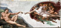 La Création d'Adam par Michel-Ange, plafond de la chapelle Sixtine, au Vatican.