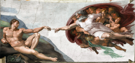 Michelangelo Buonarroti: Ádám teremtése, Sixtus-kápolna, Vatikán
