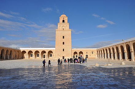 The Great Mosque of Kairouan, rebuilt by Ziyadat Allah I in 836