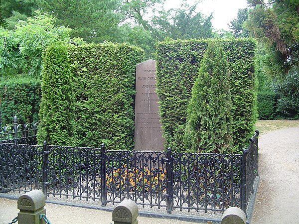 Danish author Hans Christian Andersen's grave (replaced memorial stone)