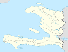 Mapa konturowa Haiti, u góry nieco na prawo znajduje się punkt z opisem „Saint-Louis-du-Nord”