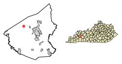 Plassering av Nebo i Hopkins County, Kentucky.