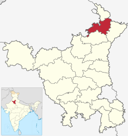 Location of Ambala district in Haryana
