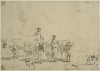 Italianate Landscape with Two Women and Cattle