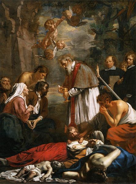 File:Jacob van Oost (II) - St Macarius of Ghent Giving Aid to the Plague Victims - WGA16655.jpg