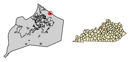 Jefferson County Kentucky Incorporated and Unincorporated areas Coldstream Highlighted 2116395