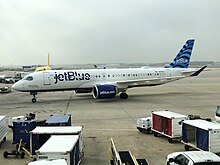 JetBlue Airways became the second US operator of A220 in December 2020. JetBlue A220-300 (N3104J) at Houston Intercontinental.jpg