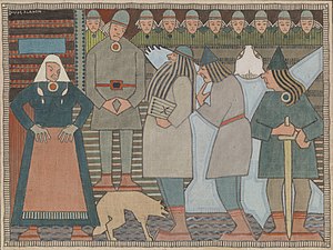 Väinämöisen, Ilmarisen ja Lemminkäisen tulo Pohjolaan, Joseph Alasen temperamaalaus