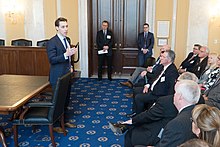 Hawley meets with members of the 139th Airlift Wing of the Missouri Air National Guard in April 2019 Josh Hawley 139th Airlift Wing.jpg