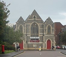 Jubilee Church in Southsea is used by an independent Pentecostal congregation. Jubilee Pentecostal Church, Somers Road, Southsea (August 2017) (4).JPG