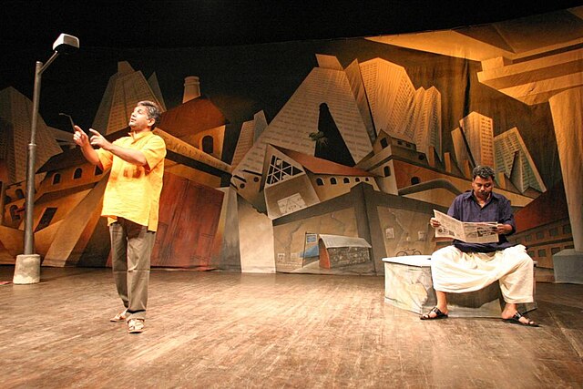 Performance of a Hindi play, Cotton 56, Polyester 84 by Sunil Shanbag about life in Girangaon, Mumbai, 2006.