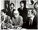 Dale Minami '71 (pictured on the far left), the lead litigator in the case that overturned Fred Korematsu's prior conviction in Korematsu v. United States Korematsu Coram Nobis Press Conference.jpg