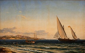 Aften ved Middelhavet, i baggrunden Marseille og øen If (1854).