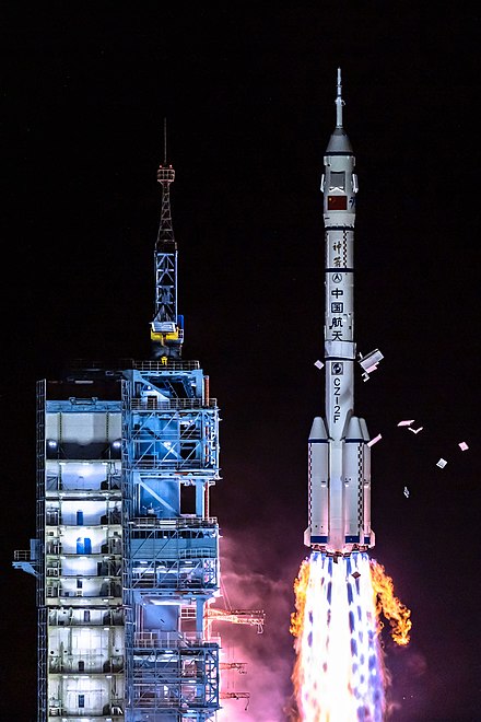 Launch of Shenzhou 13 by a Long March 2F rocket. China is one of the only three countries with independent human spaceflight capability.