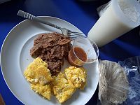 Mexican-style breakfast with a licuado Licuado.jpg