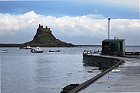Lindisfarne Castle from the harbour