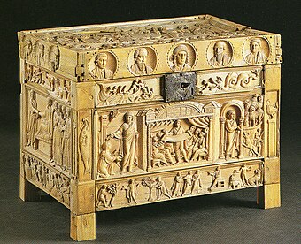The Brescia Casket, 4th-century ivory Lipsanoteca di Brescia.jpg
