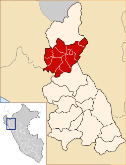 Harta localizării provinciei în cadrul regiunii Cajamarca