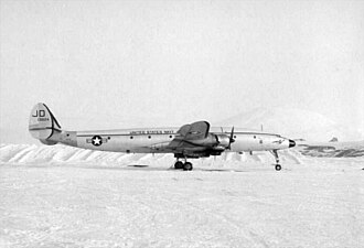 A United States Navy Lockheed C-121J Constellation of squadron VX-6 at Williams Field, McMurdo Station, on 1 November 1964 Lockheed C-121J Antarctica 1964.jpg