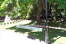 The London Memorial Garden set up by the City of Westminster in the Victoria Embankment Park, in remembrance of the victims of the terrorist attacks of 7 July 2005. London Memorial Garden for 7 July.jpg