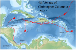 Fourth and final voyage of Christopher Columbus, 1502-4 Map 4thVoyage ChristopherColumbus 1502-4.svg