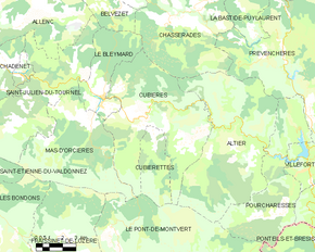 Poziția localității Cubières