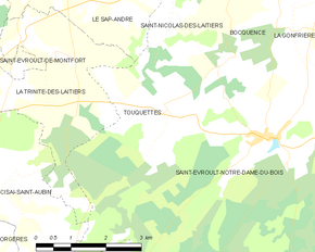 Poziția localității Touquettes