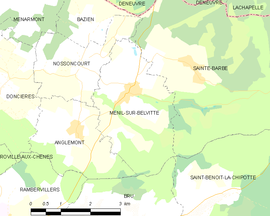 Mapa obce Ménil-sur-Belvitte