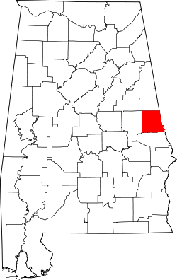 Karte von Chambers County innerhalb von Alabama