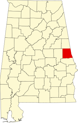 Locatie van Chambers County in Alabama