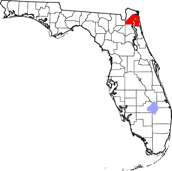 Map of Florida highlighting Duval County