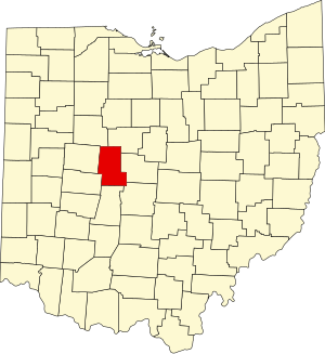 Karte von Ohio, die Union County hervorhebt